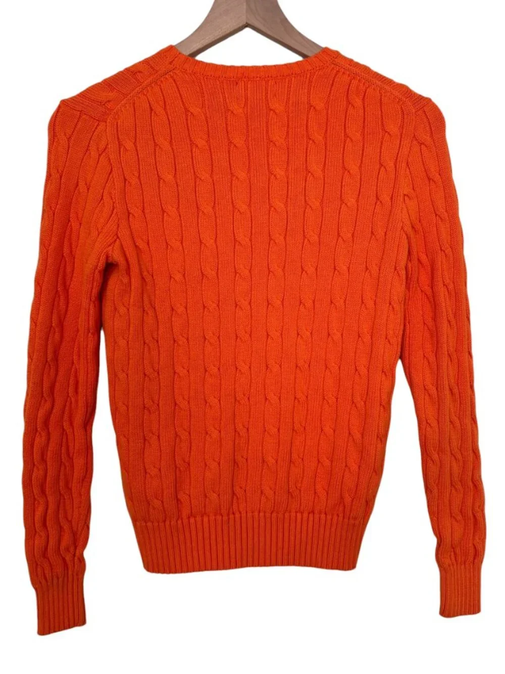 Polo Ralph Lauren Orange Cable Knit Cotton Crew Neck Sweater - Picture 5 of 6